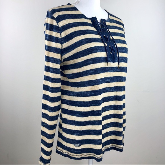 Ralph Lauren Lace-Up Ribbed Long-Sleeve Henley-Style Shirt Top Size XL NEW - Picture 9 of 10